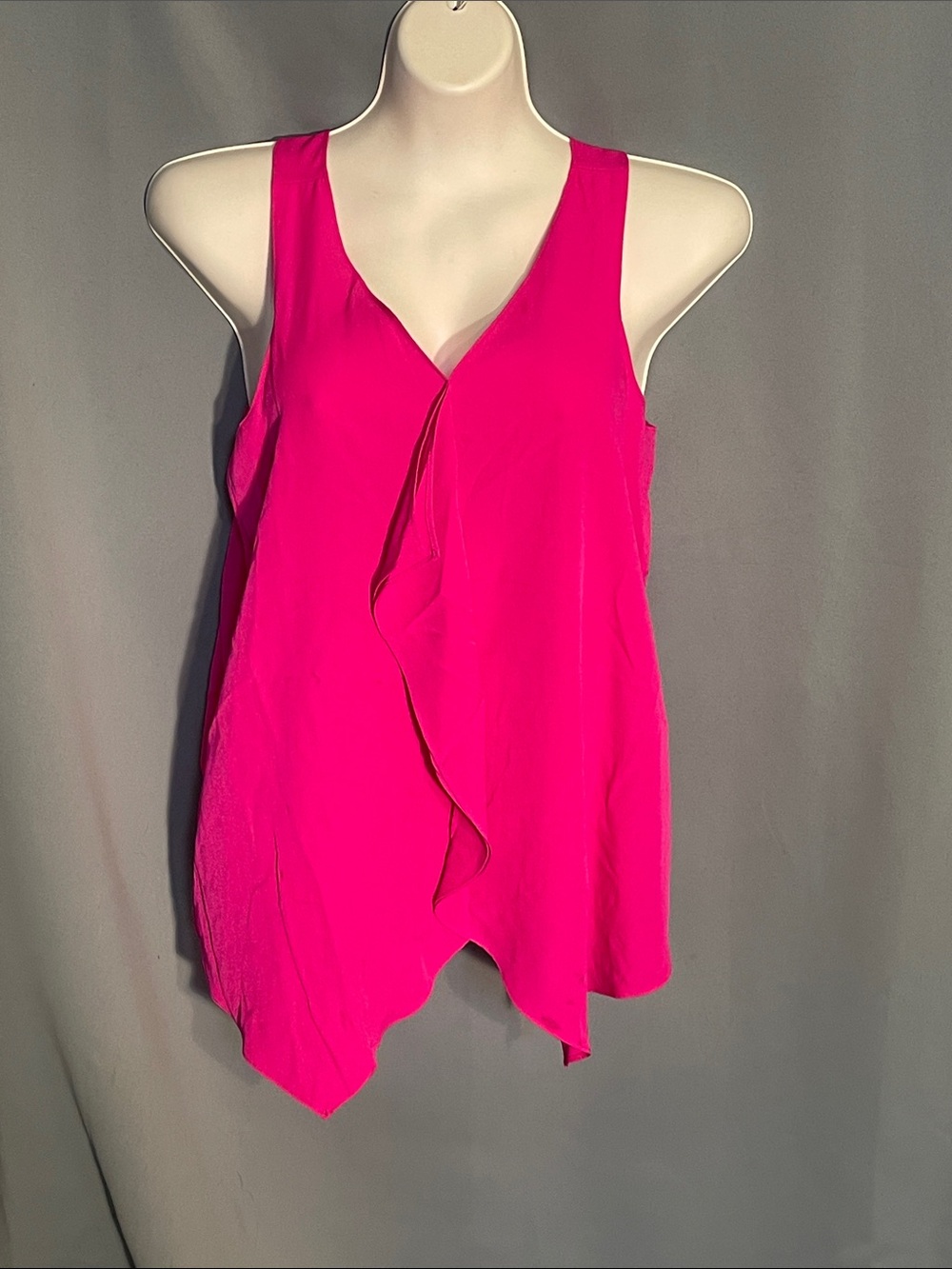 The Limited Bright Fuchsia Sleeveless Ruffle Front Camisole